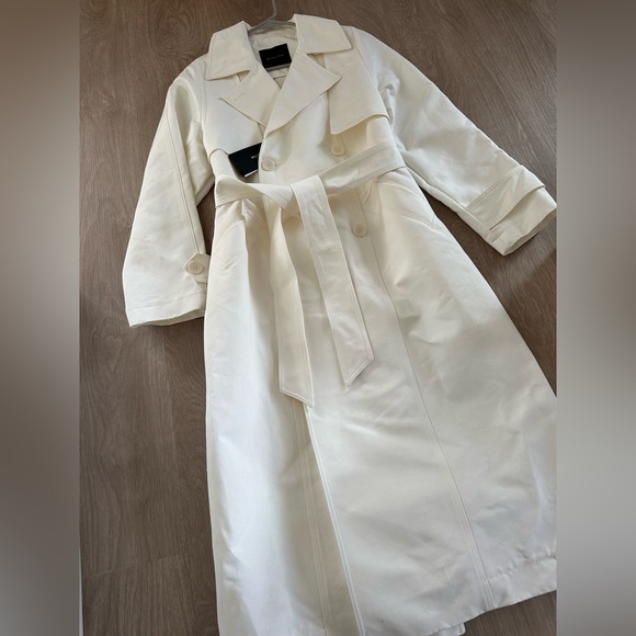 Massimo Dutti trench coat duster casual classic cream off-white with belt - Picture 5 of 12